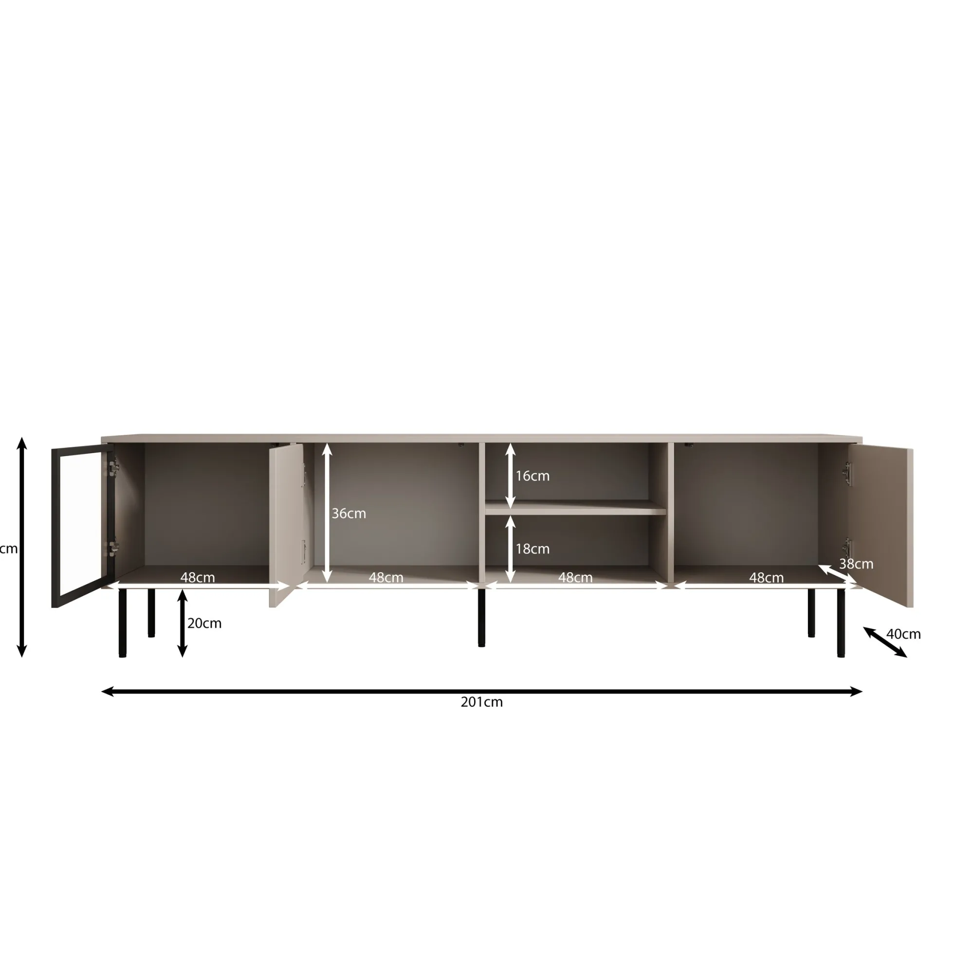 Dimora - TV-Meubel - Eikenpatroon - 201x40x60 cm