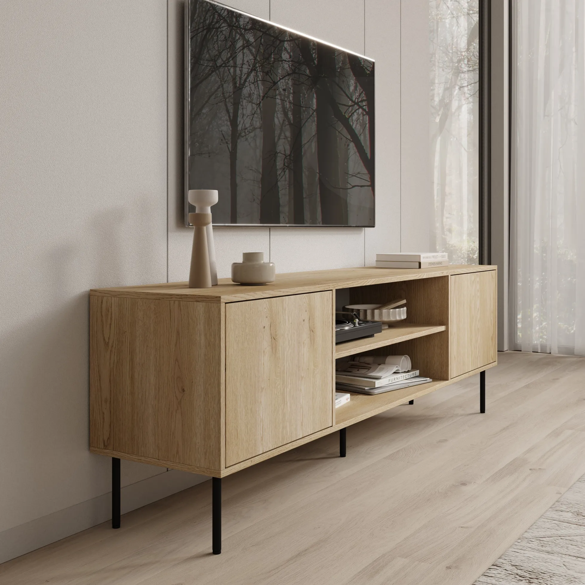 Dimora - TV-Meubel - Eikenpatroon - 183x40x60 cm