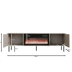 Dimora - TV-Meubel met sfeerhaard - Eikenpatroon - 183x40x60