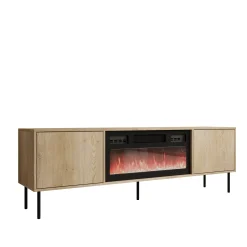 Dimora - TV-Meubel met sfeerhaard - Eikenpatroon - 183x40x60