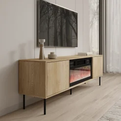 Dimora - TV-Meubel met sfeerhaard - Eikenpatroon - 183x40x60