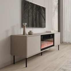 Dimora - TV-Meubel met sfeerhaard - Beige - 183x40x60 cm