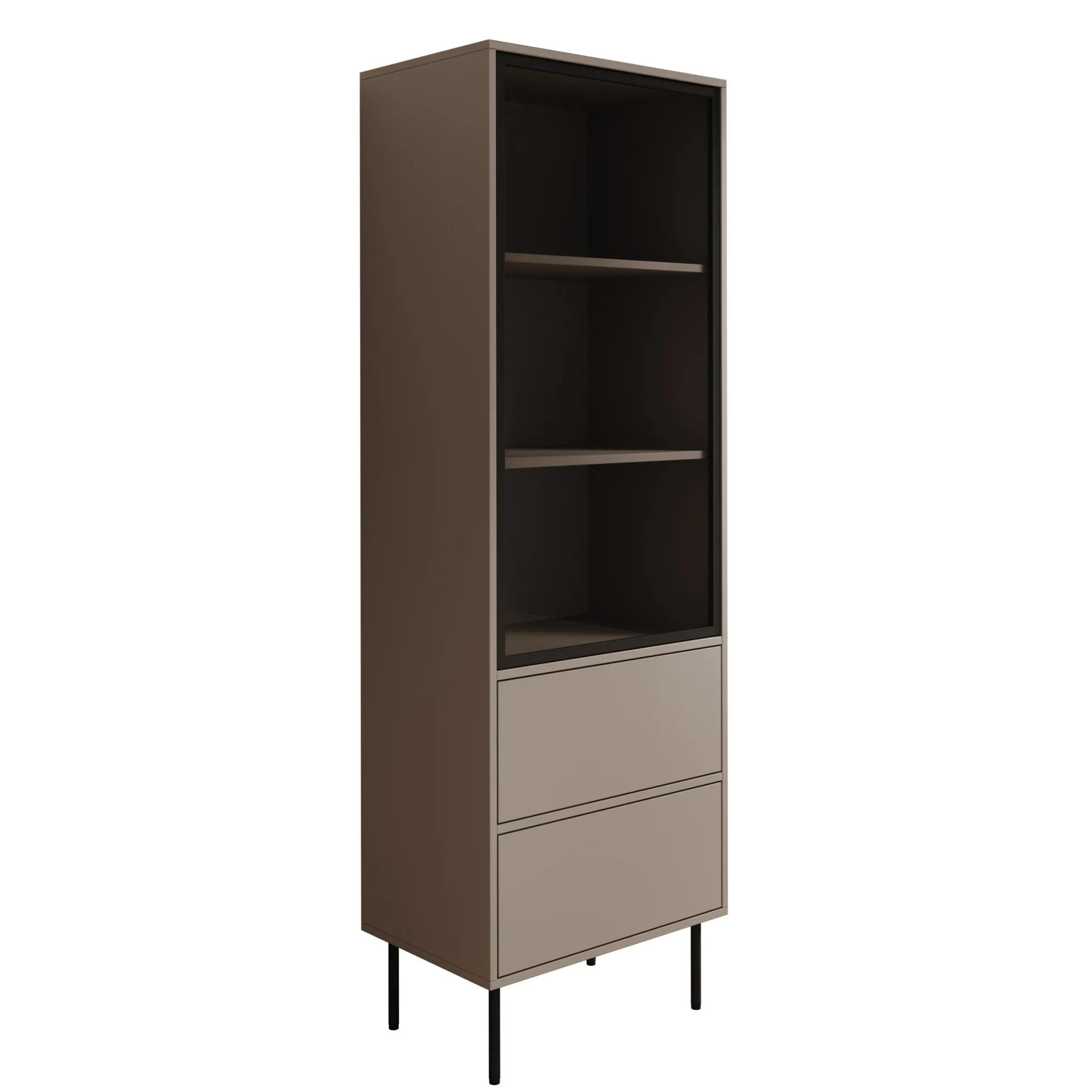 Dimora - Vitrinekast - Beige - 60x40x185 cm