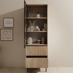 Dimora - Vitrinekast - Eikenpatroon - 60x40x185 cm