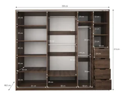 Diplo - Kledingkast met schuifdeuren - Eiken - 250x69x215 cm