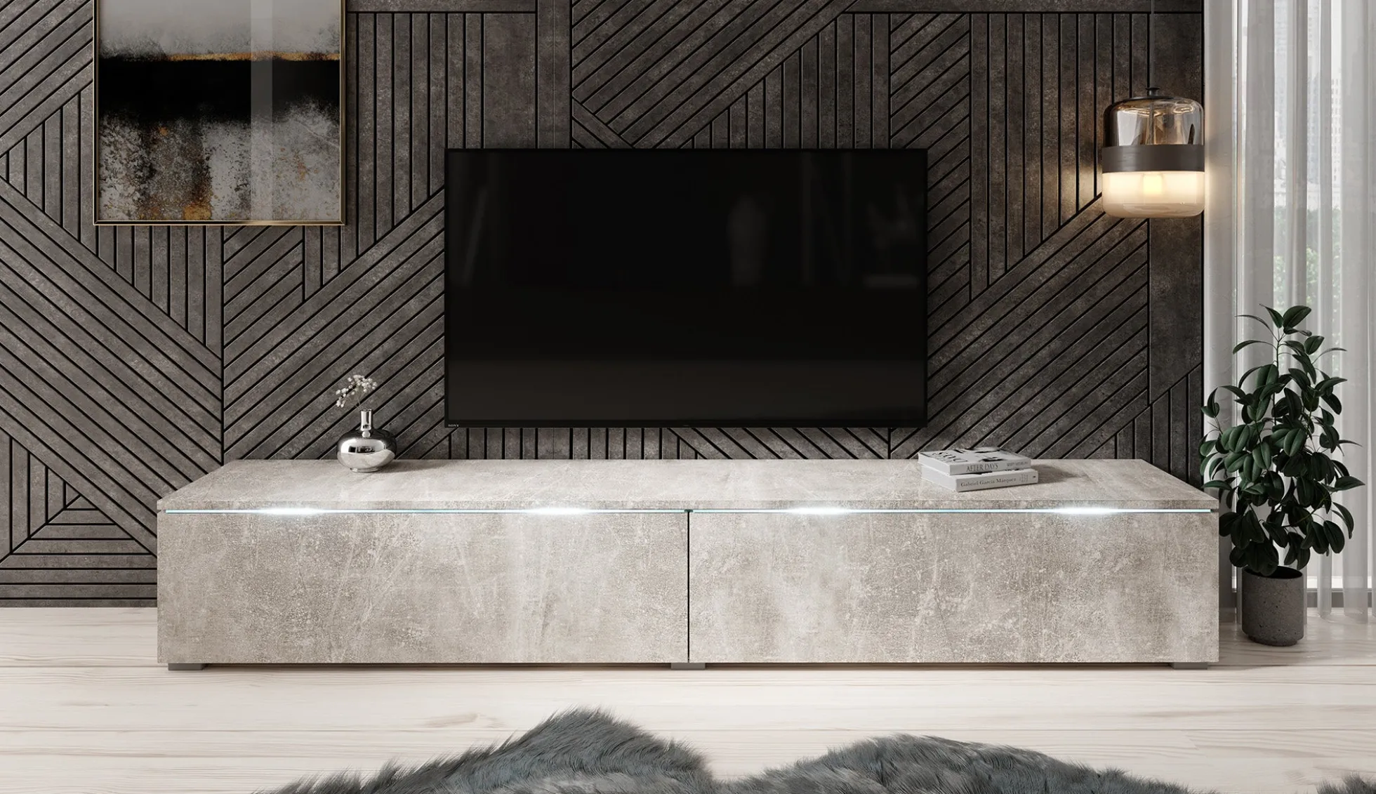 Dixon - TV-Meubel - Betonlook - 180 cm