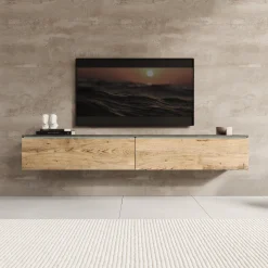 Dixon - TV-Meubel - Eiken/Grijs - 180x33x30 cm