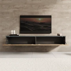 Dixon - TV-Meubel - Eiken/Grijs - 180x33x30 cm