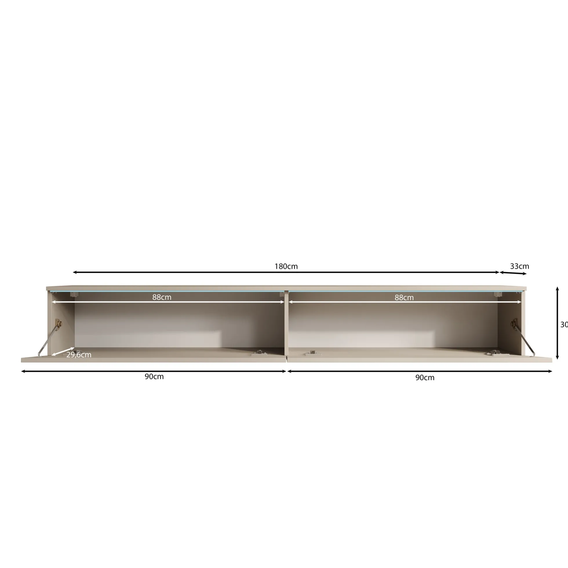 Dixon - TV-Meubel - Grijs - 180x33x30 cm
