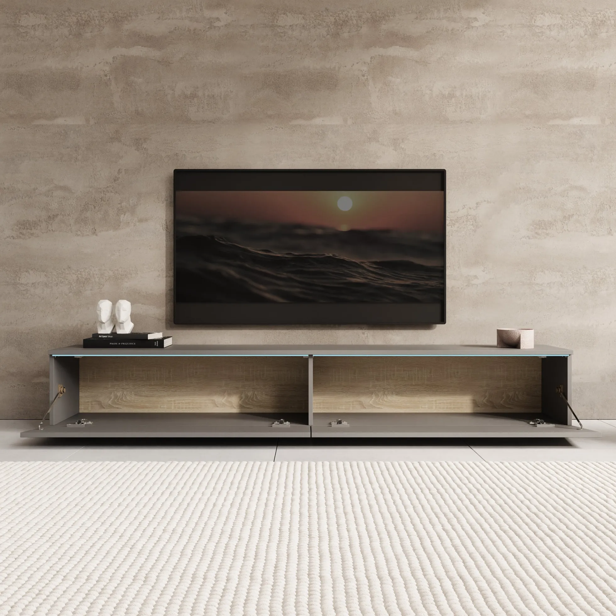 Dixon - TV-Meubel - Grijs - 180x33x30 cm