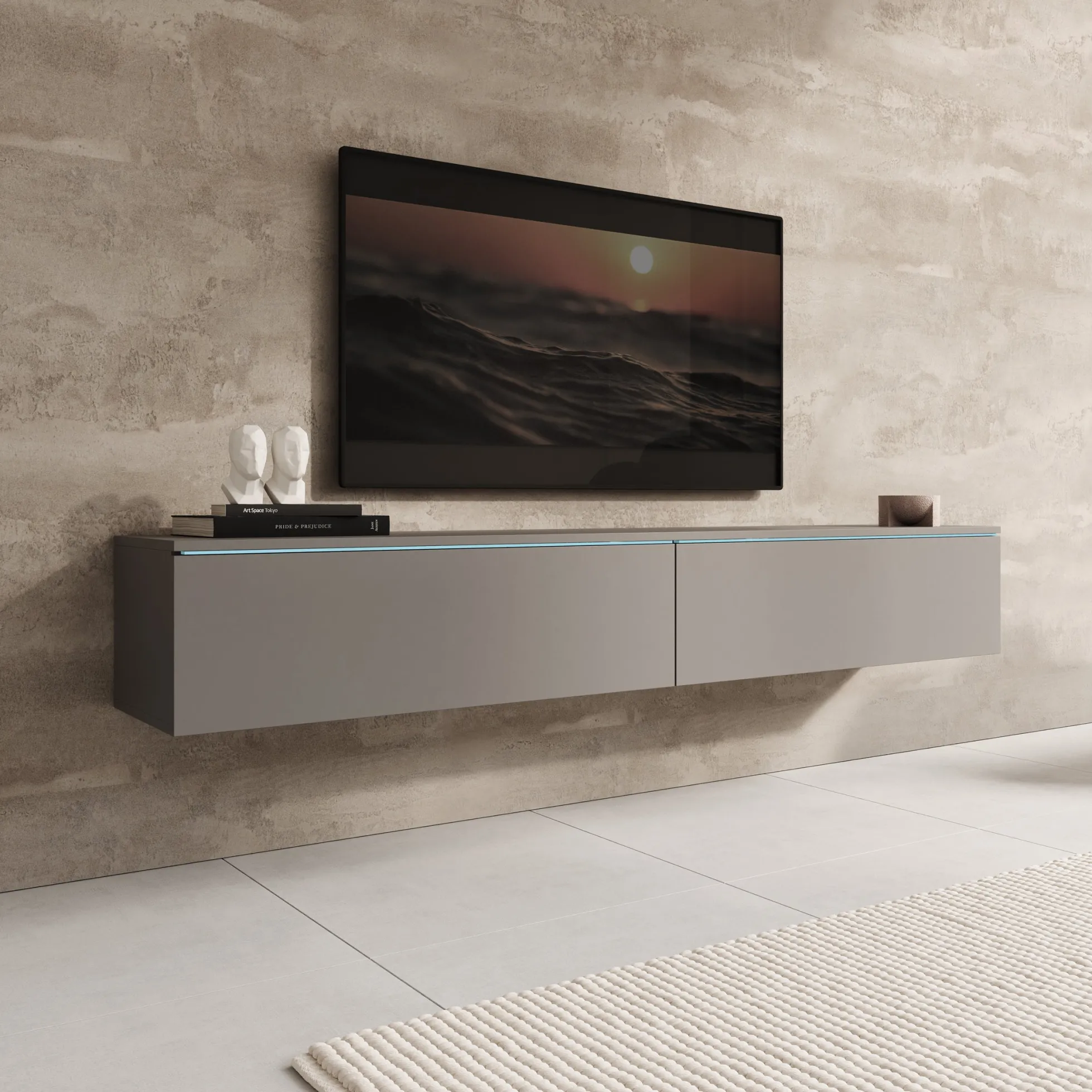 Dixon - TV-Meubel - Grijs - 180x33x30 cm