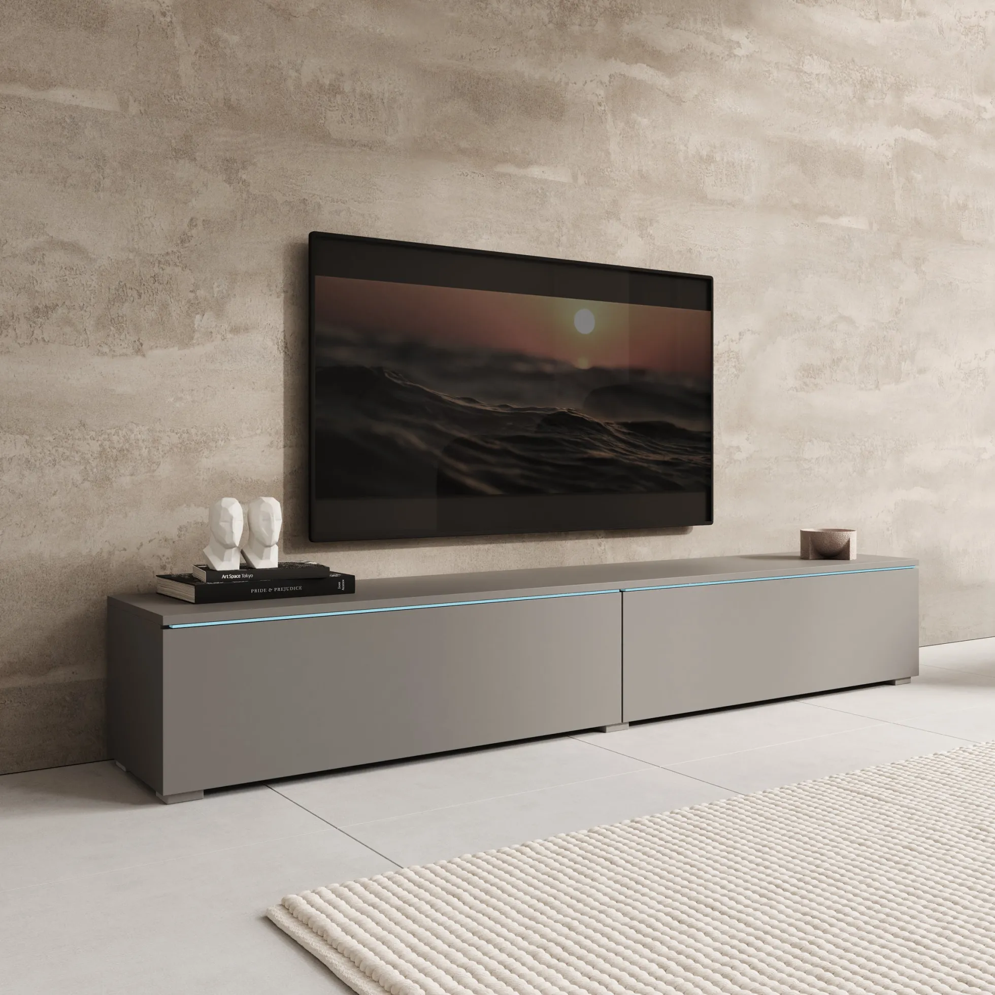 Dixon - TV-Meubel - Grijs - 180x33x30 cm