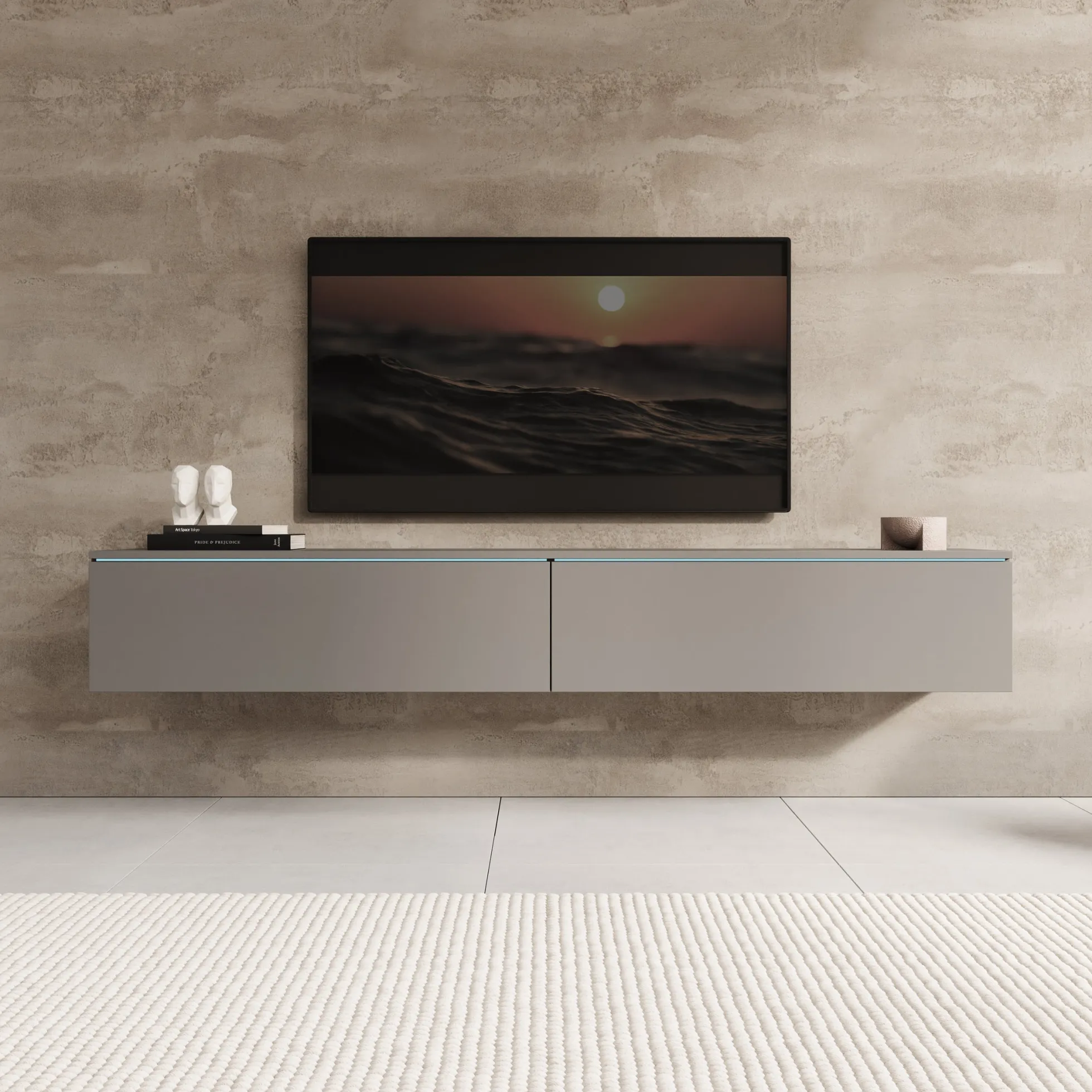 Dixon - TV-Meubel - Grijs - 180x33x30 cm