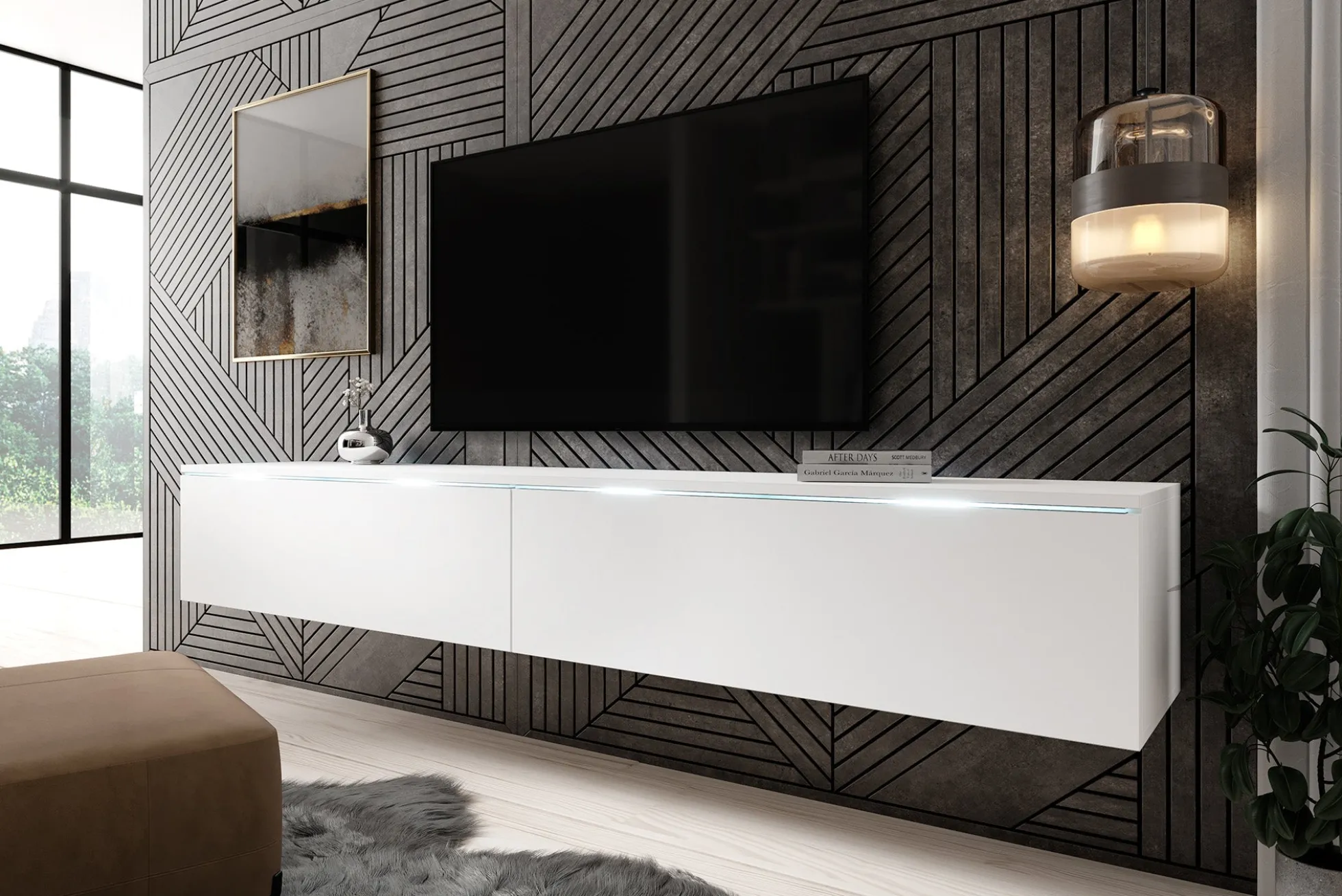 Dixon - TV-Meubel - Mat wit - 180 cm