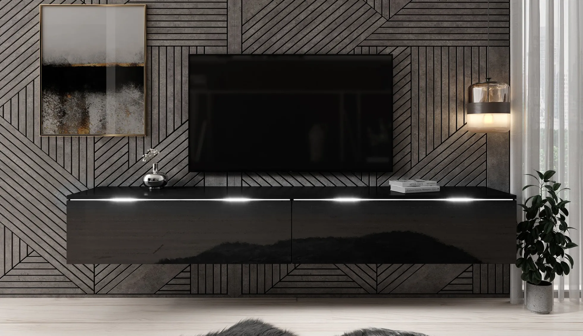 Dixon - TV-Meubel - Zwart - 180 cm
