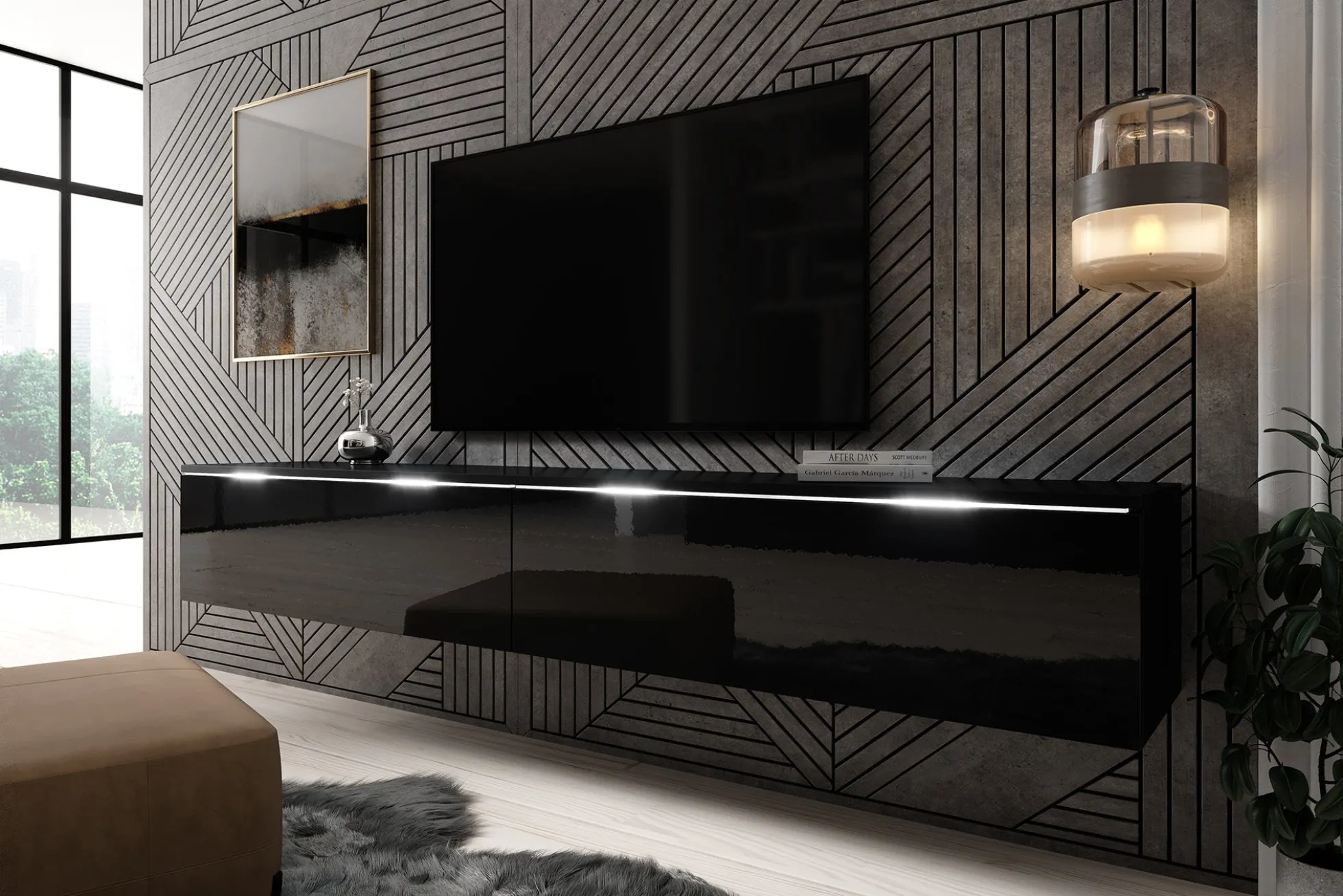 Dixon - TV-Meubel - Zwart - 180 cm