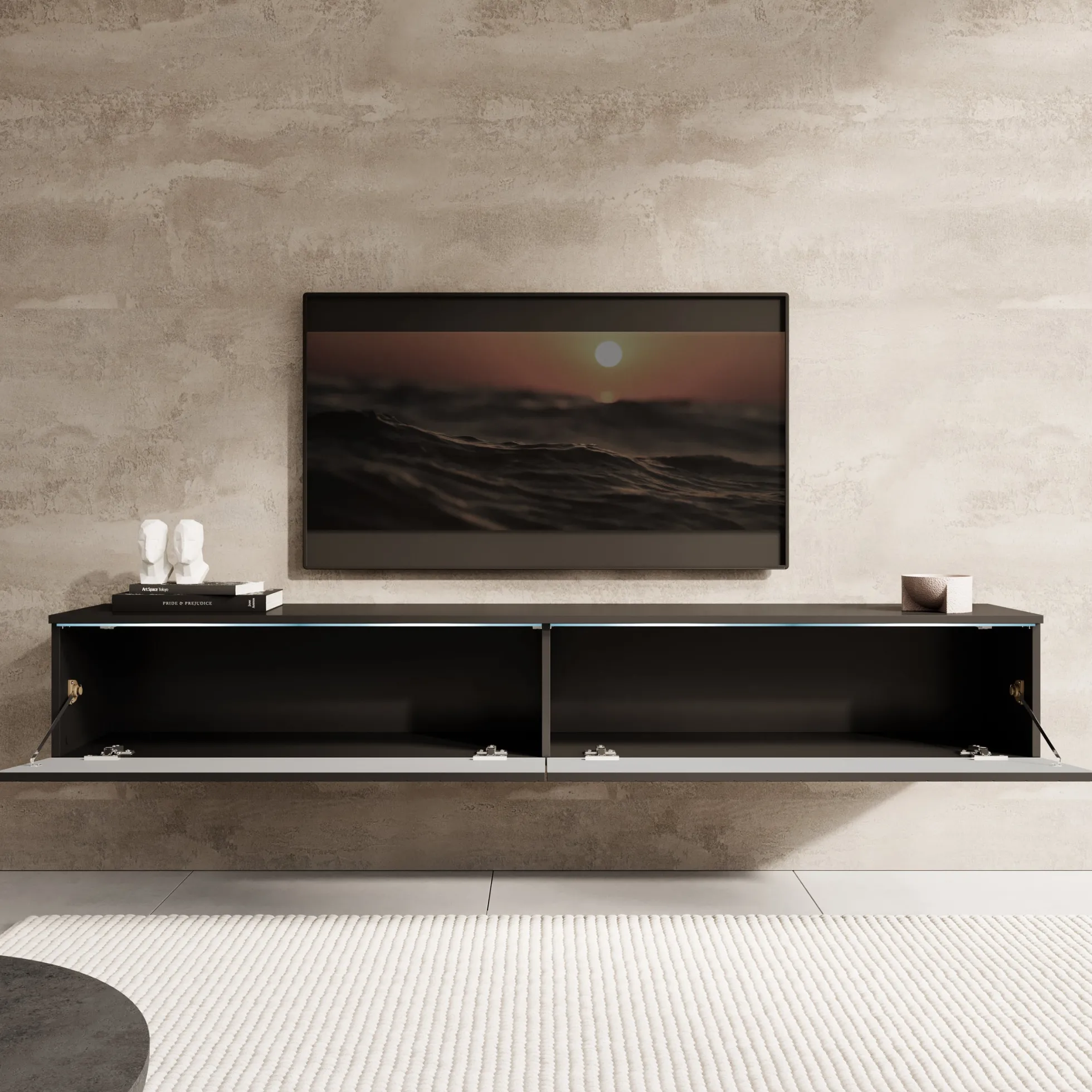 Dixon - TV-Meubel - Zwart visgraat - 180 cm