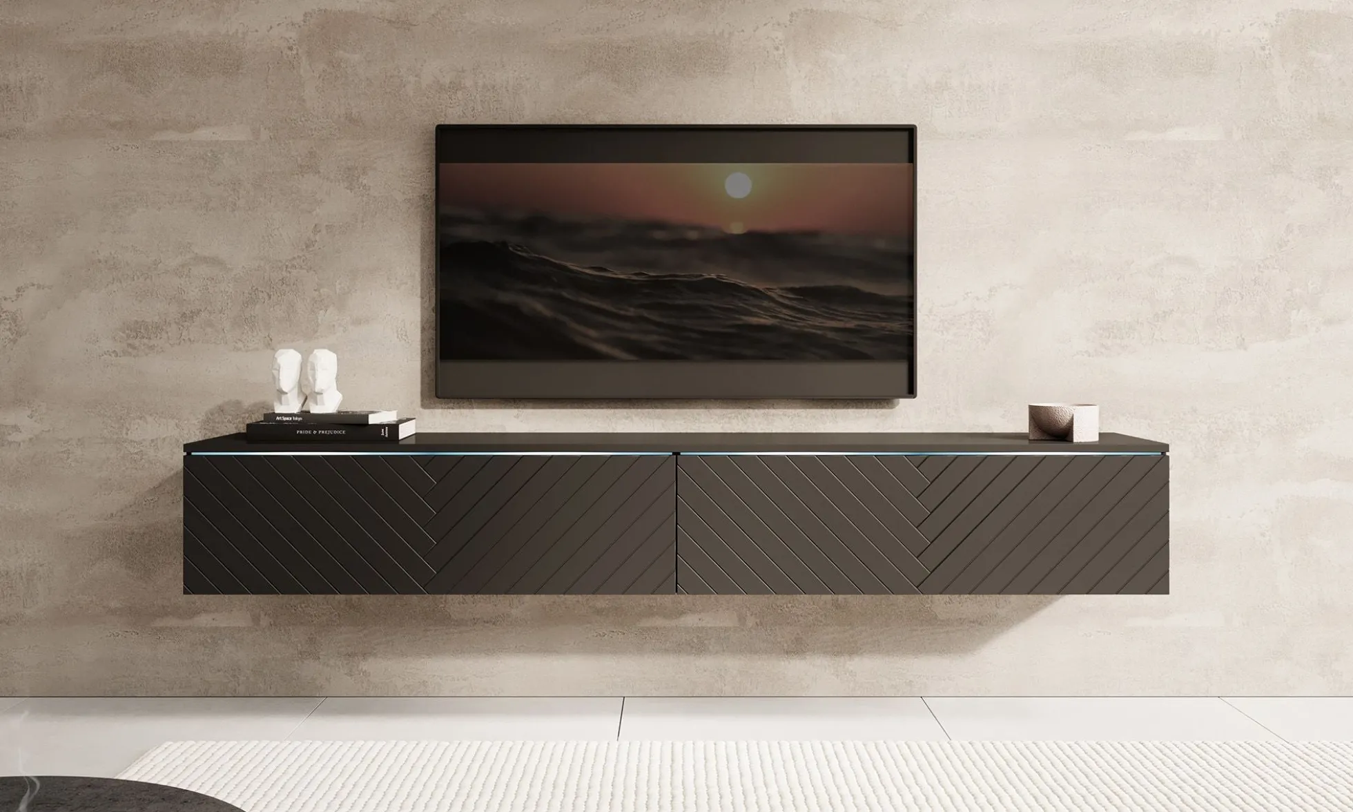 Dixon - TV-Meubel - Zwart visgraat - 180 cm