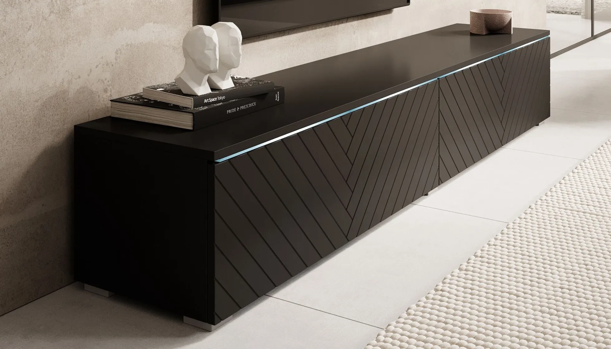 Dixon - TV-Meubel - Zwart visgraat - 180 cm
