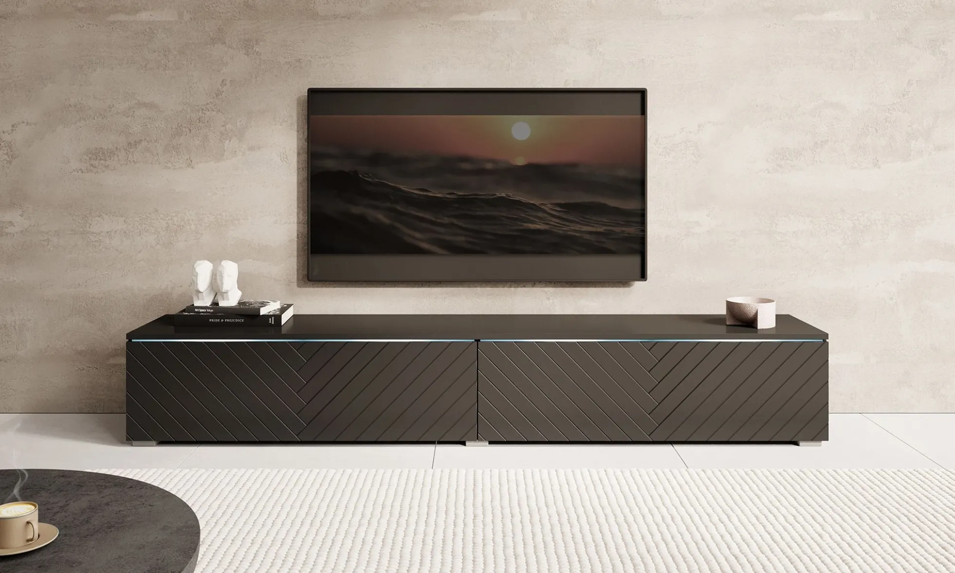 Dixon - TV-Meubel - Zwart visgraat - 180 cm