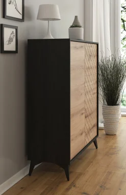 Dolores 2 - Dressoir - Eiken/zwart - 104x39x119 cm