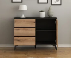 Dolores 3 - Dressoir - Eiken/zwart - 104x39x77 cm