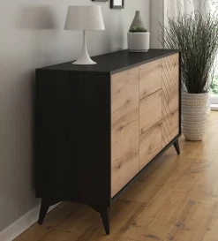 Dolores 4 - Dressoir - Eiken/zwart - 154x39x77 cm