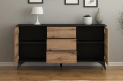 Dolores 4 - Dressoir - Eiken/zwart - 154x39x77 cm