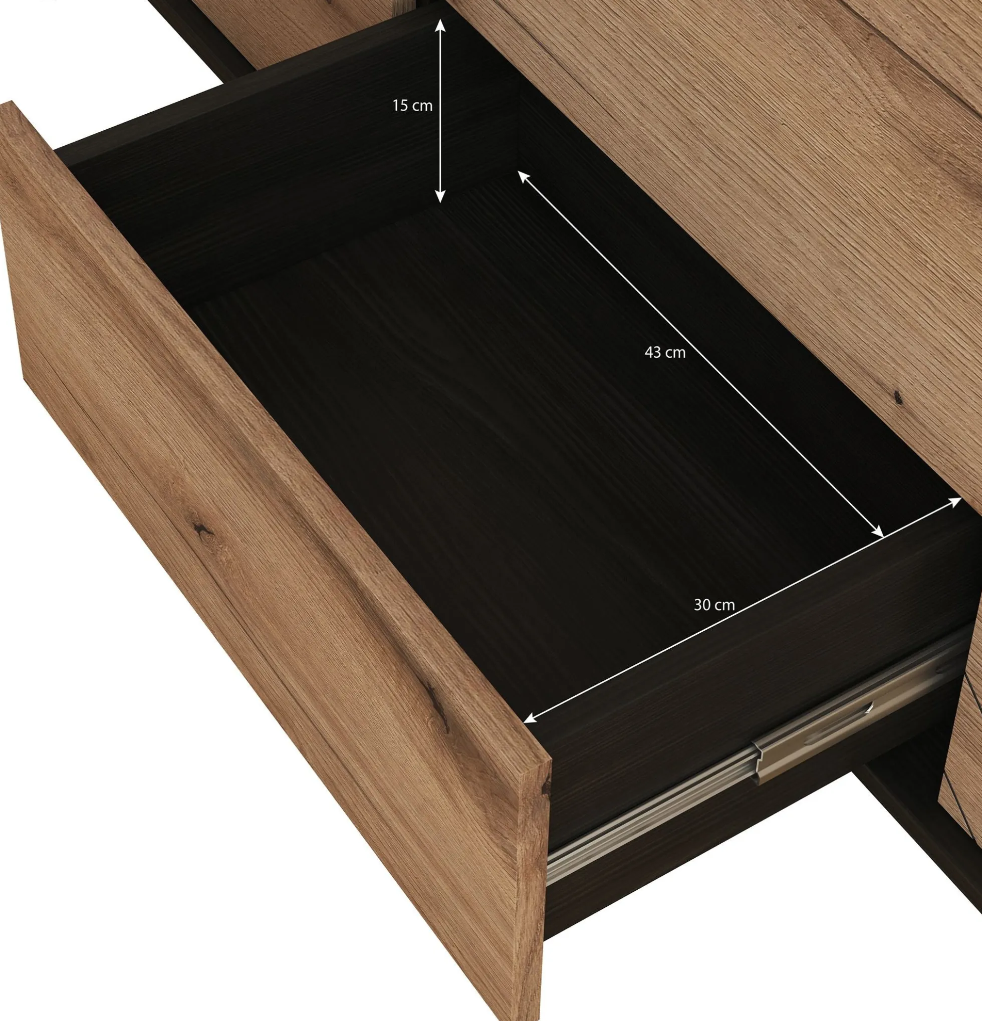 Dolores 4 - Dressoir - Eiken/zwart - 154x39x77 cm