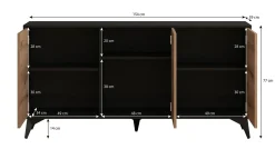 Dolores - Dressoir - Eiken/zwart - 154x39x77 cm