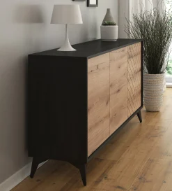 Dolores - Dressoir - Eiken/zwart - 154x39x77 cm