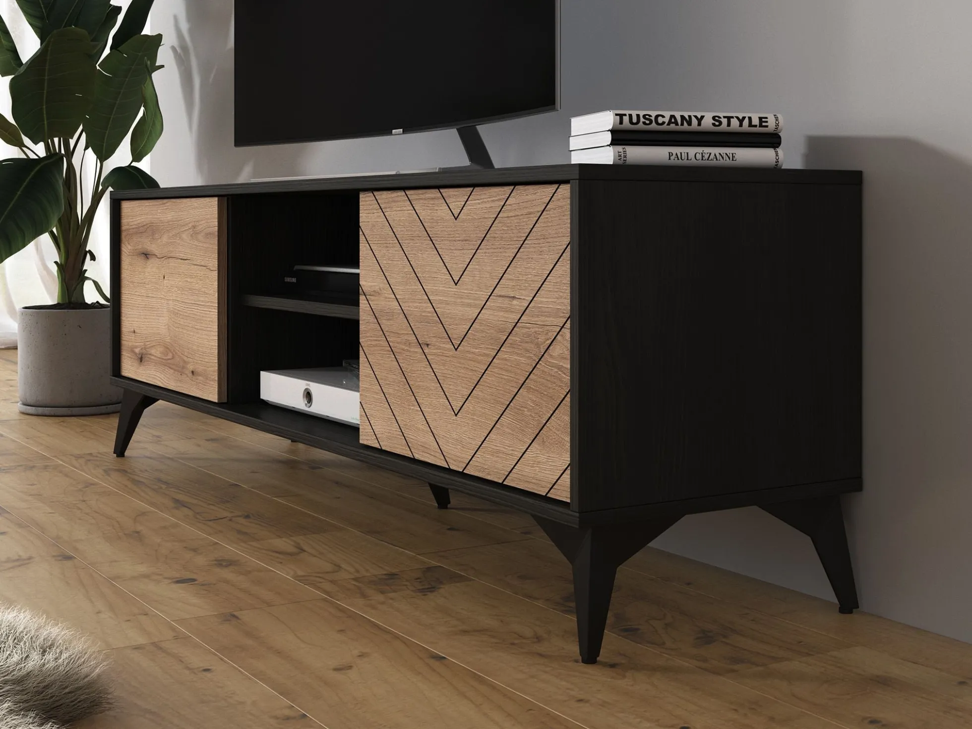 Dolores - TV-Meubel - Eiken/zwart - 154 cm