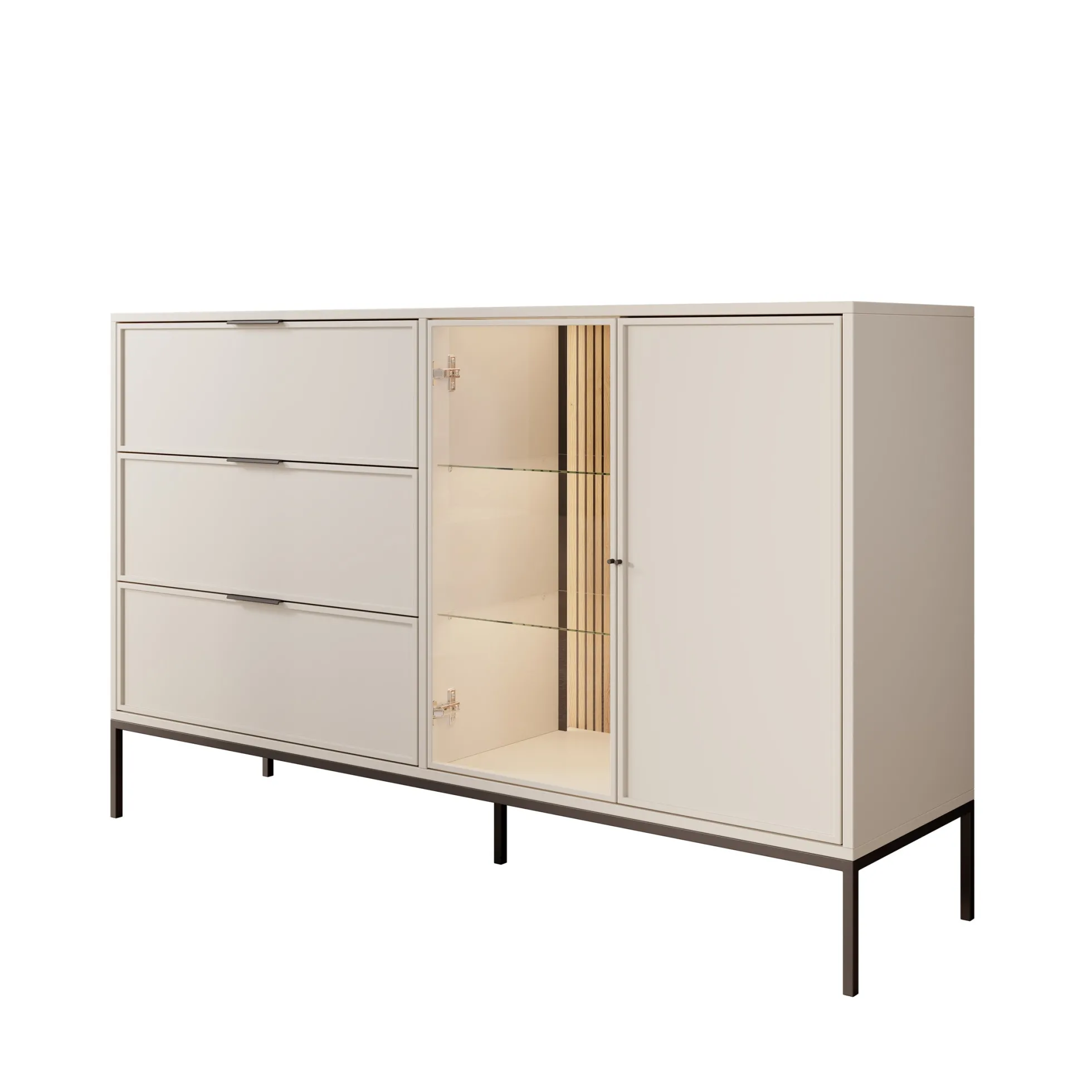 Dominica - Dressoir - Beige - 150x40x92 cm