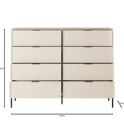 Dominica - Ladekast met 8 lades - Beige - 150x40x115 cm