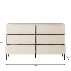 Dominica - Ladekast met 6 lades - Beige - 150x40x92 cm