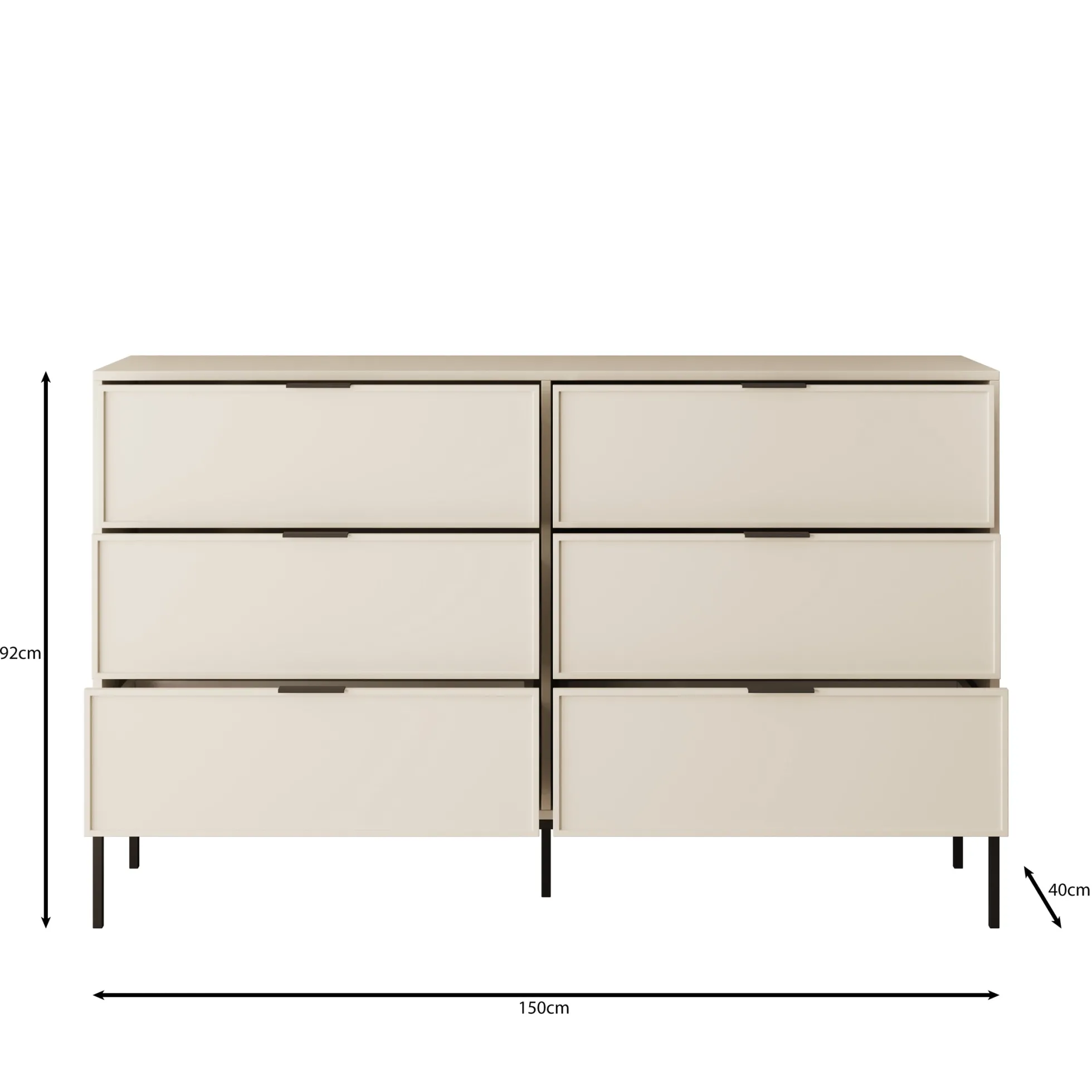 Dominica - Ladekast met 6 lades - Beige - 150x40x92 cm