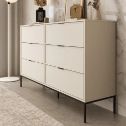 Dominica - Ladekast met 6 lades - Beige - 150x40x92 cm