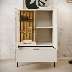 Dominica - Vitrinekast - Beige - 76x40x115 cm