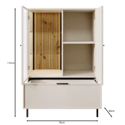 Dominica - Vitrinekast - Beige - 76x40x115 cm