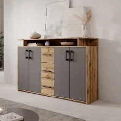 Duna 2 - Dressoir - Eikenpatroon/Antraciet - 139x34x90 cm