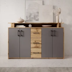 Duna 2 - Dressoir - Eikenpatroon/Antraciet - 139x34x90 cm