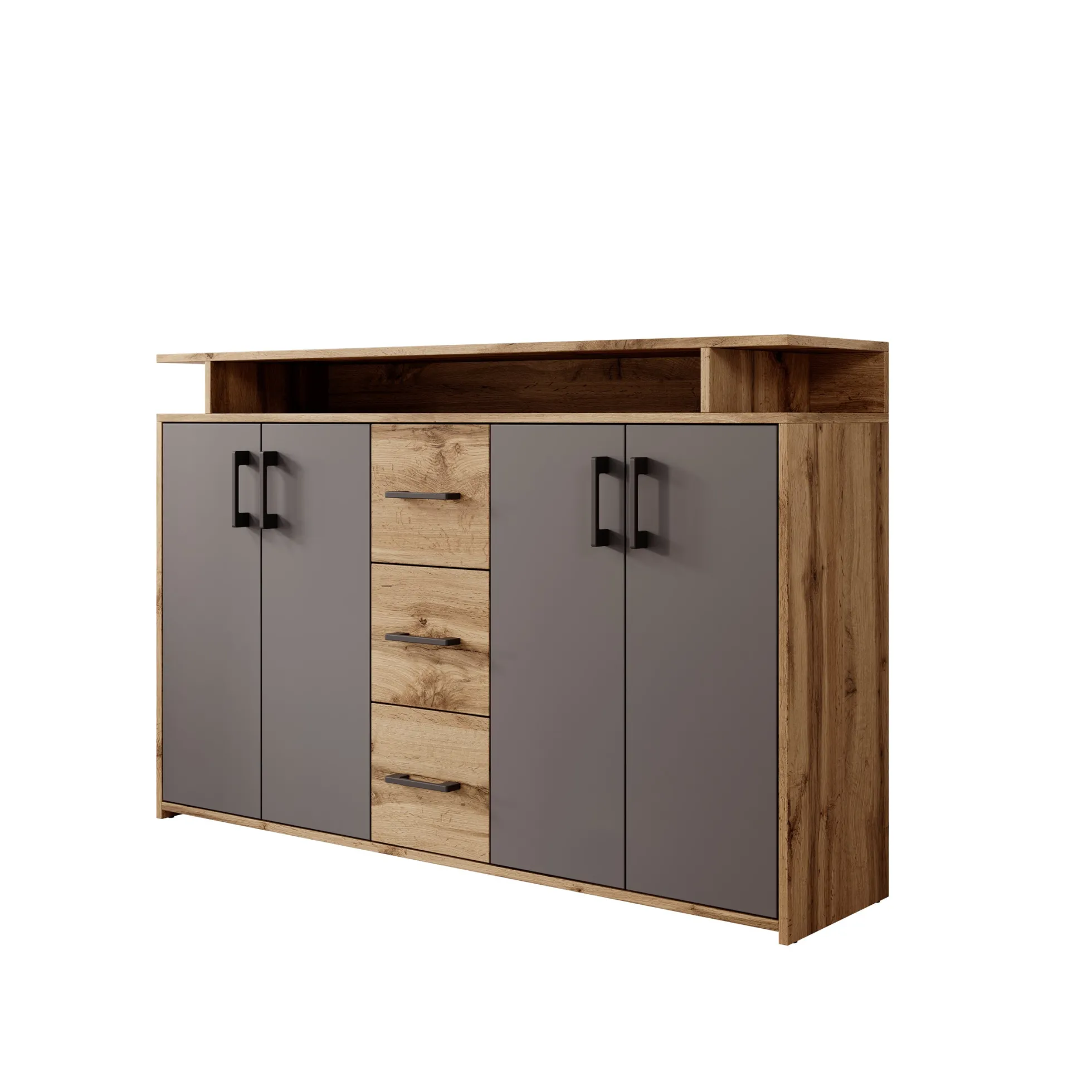 Duna 2 - Dressoir - Eikenpatroon/Antraciet - 139x34x90 cm