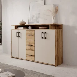 Duna 2 - Dressoir - Eikenpatroon/Beige - 139x34x90 cm