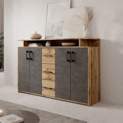 Duna - Dressoir - Eikenpatroon/Grijs - 139x34x90 cm