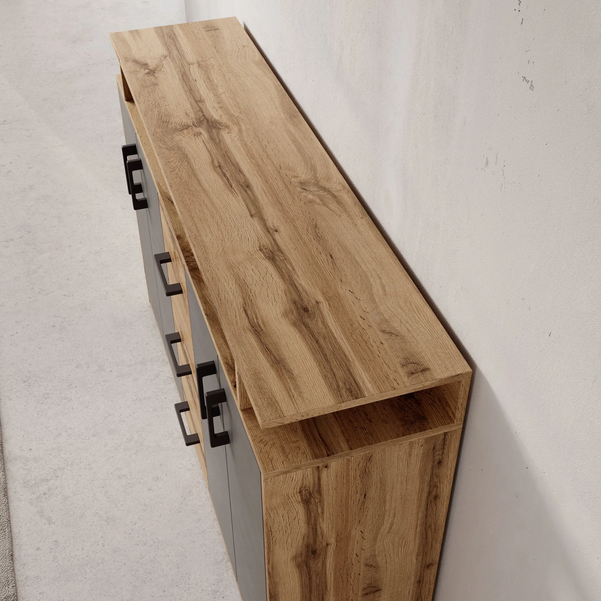 Duna - Dressoir - Eikenpatroon/Grijs - 139x34x90 cm
