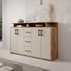 Duna - Dressoir - Eikenpatroon/Beige - 139x34x90 cm