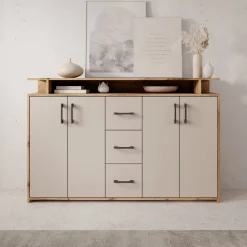 Duna - Dressoir - Eikenpatroon/Beige - 139x34x90 cm