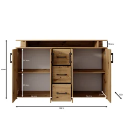 Duna - Dressoir - Eikenpatroon/Antraciet - 139x34x90 cm