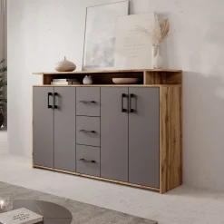 Duna - Dressoir - Eikenpatroon/Antraciet - 139x34x90 cm