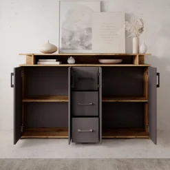 Duna - Dressoir - Eikenpatroon/Antraciet - 139x34x90 cm
